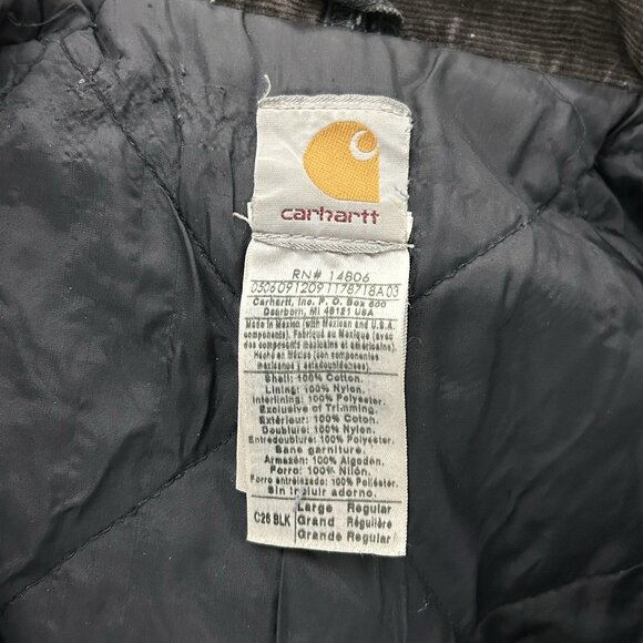 Y2K Carhartt C26 Sz Large BLK Arctic Detroit Jacket Black Quilted Vintage Chore - Picture 11 of 16